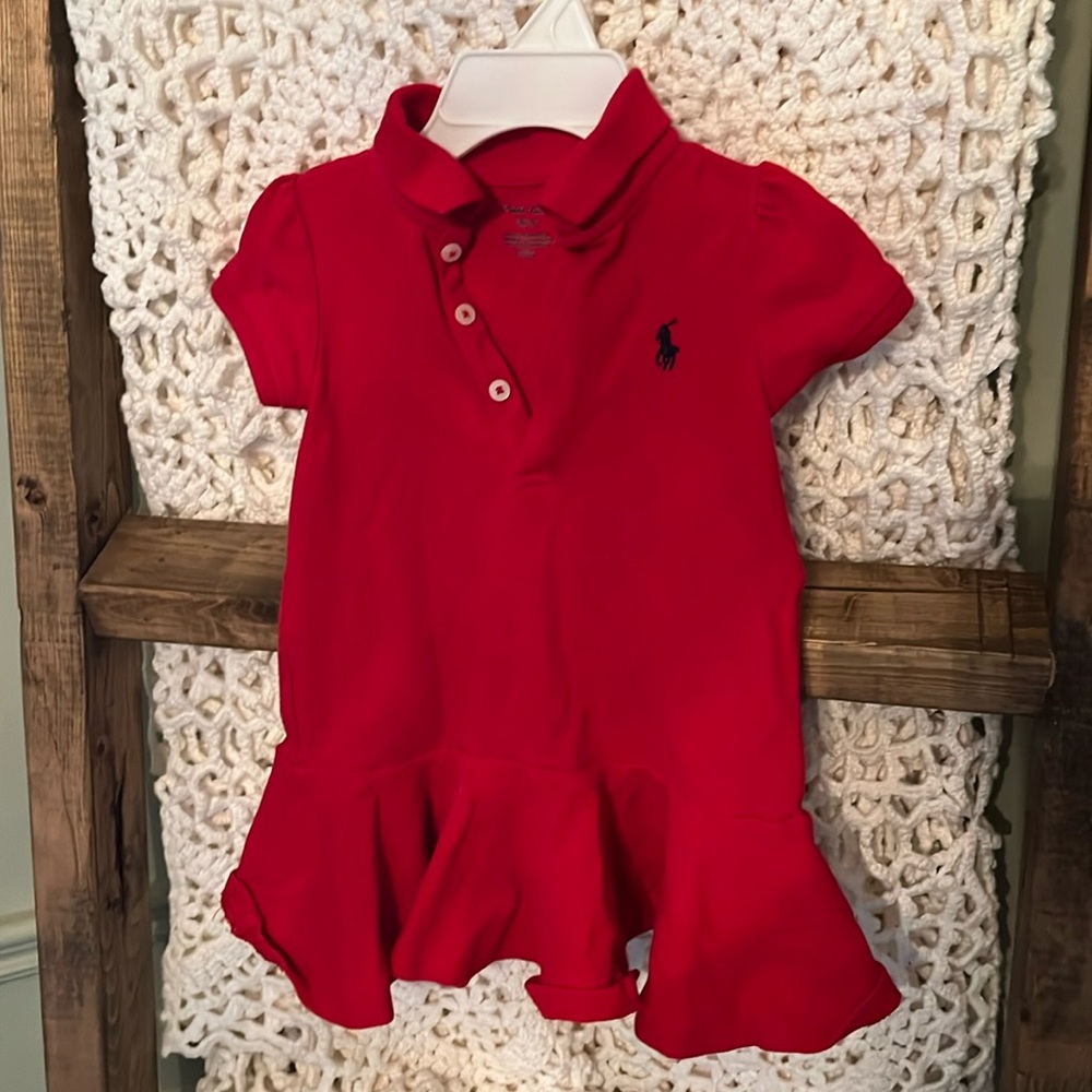 Ralph Lauren Red Polo Dress with Navy Pony